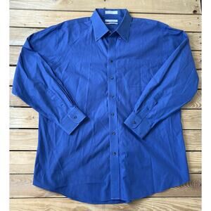 Nordstrom Traditional Fit Button Up Dress Shirt Size 18/36 Mens Blue Long Sleeve